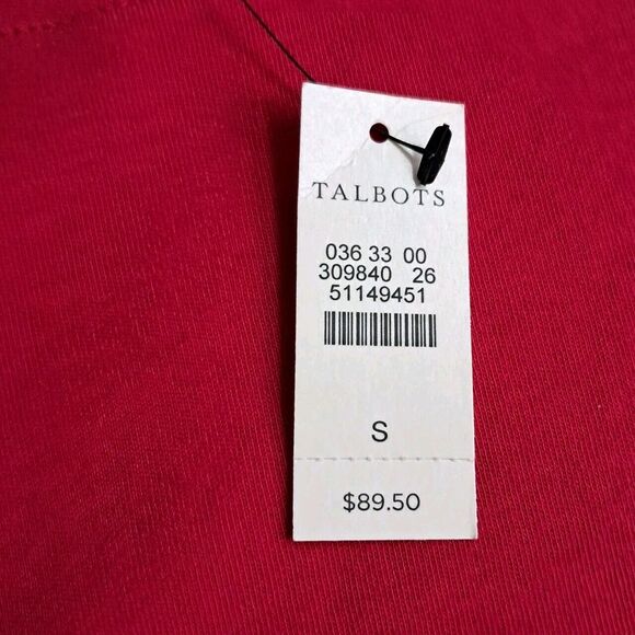 NWT Talbots Dress Red Bow 3/4 Sleeve Sheath Classic Preppy Women's Small - Picture 2 of 10